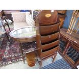 Edwardian bijouterie table plus an Edwardian newspaper rack and a letter reck
