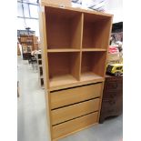 5145 Beech chest of 3 drawers plus a cube shaped storage unit