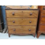 Mahogany and strung chest of three drawers