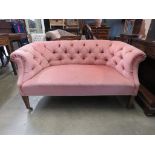 Pink fabric two seater Edwardian sofa