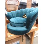 5282 Turquoise fabric shell backed chair