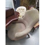 2 floral upholstered Victorian armchairs