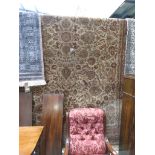 (16) Beige and pink floral carpet