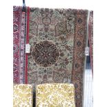 (7) Green floral carpet