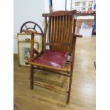 Folding beech framed chair with leatherette seat