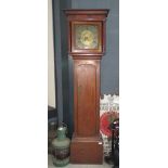5051 - Oak framed long cased clock by Sutton of Stratford, brass dial