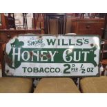 Enamel sign advertising Will's honey cut tobacco