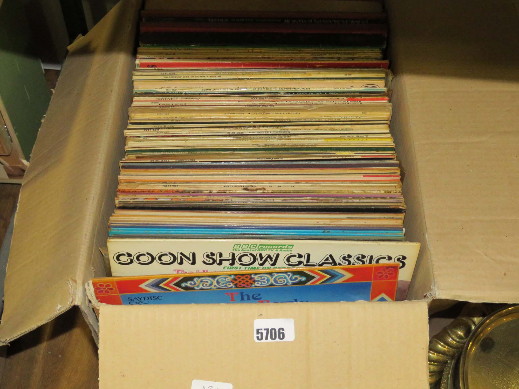 Box containing a quantity of vinyl records