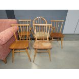 5 Ercol stick back dining chairs