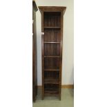 Stained pine narrow open bookcase