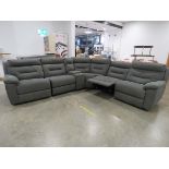 Modular grey suede effect corner suite in six sections