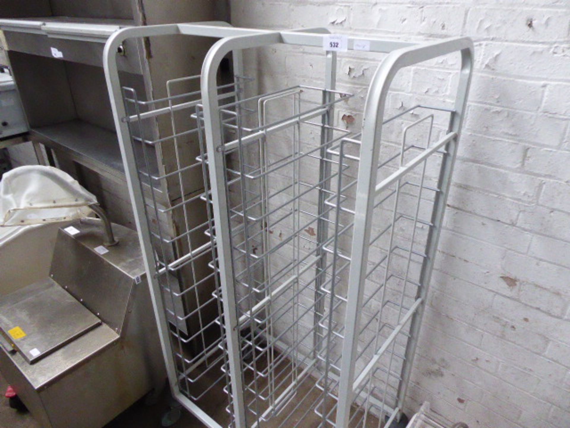 2 sided mobile tray rack