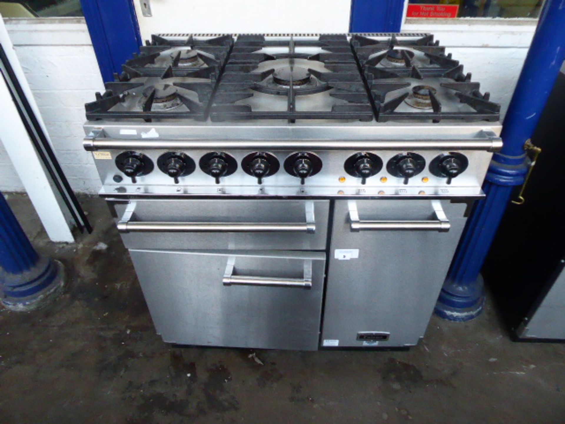 90cm gas Falcon 5 burner range cooker with ovens under