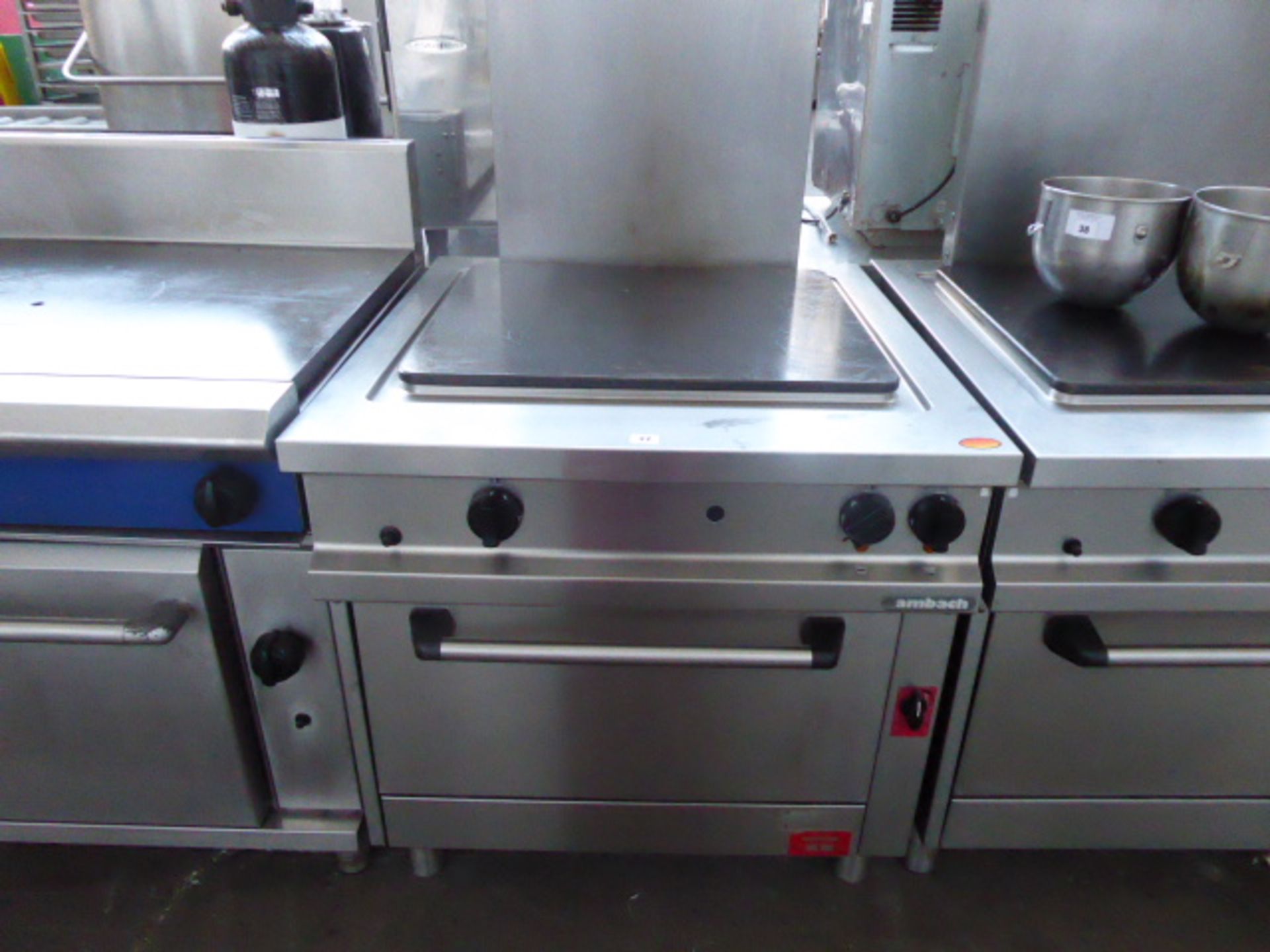 80cm gas Ambach solid top cooker with large oven under and chimney