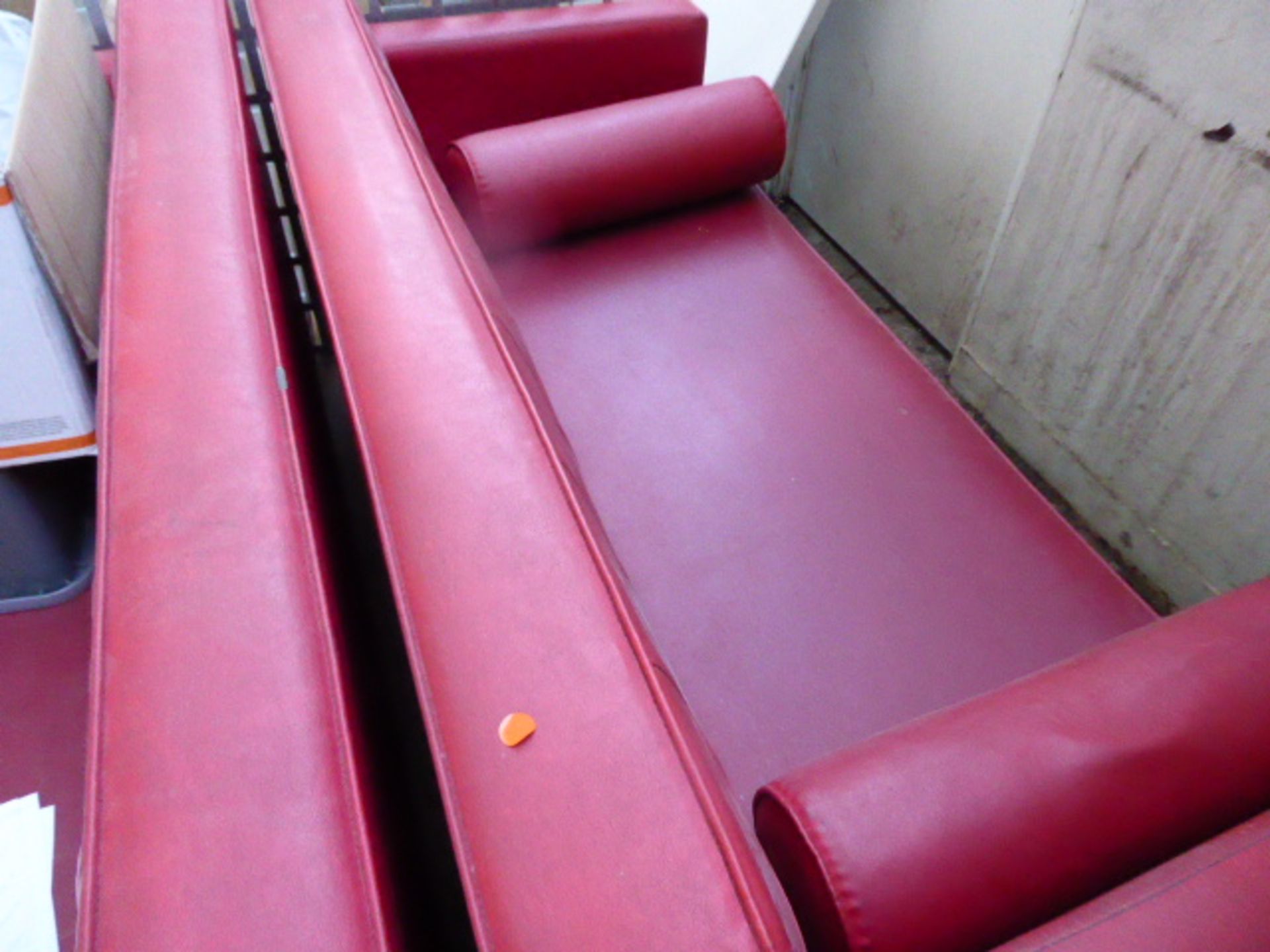 2 large red leather effect sofas - Image 2 of 2