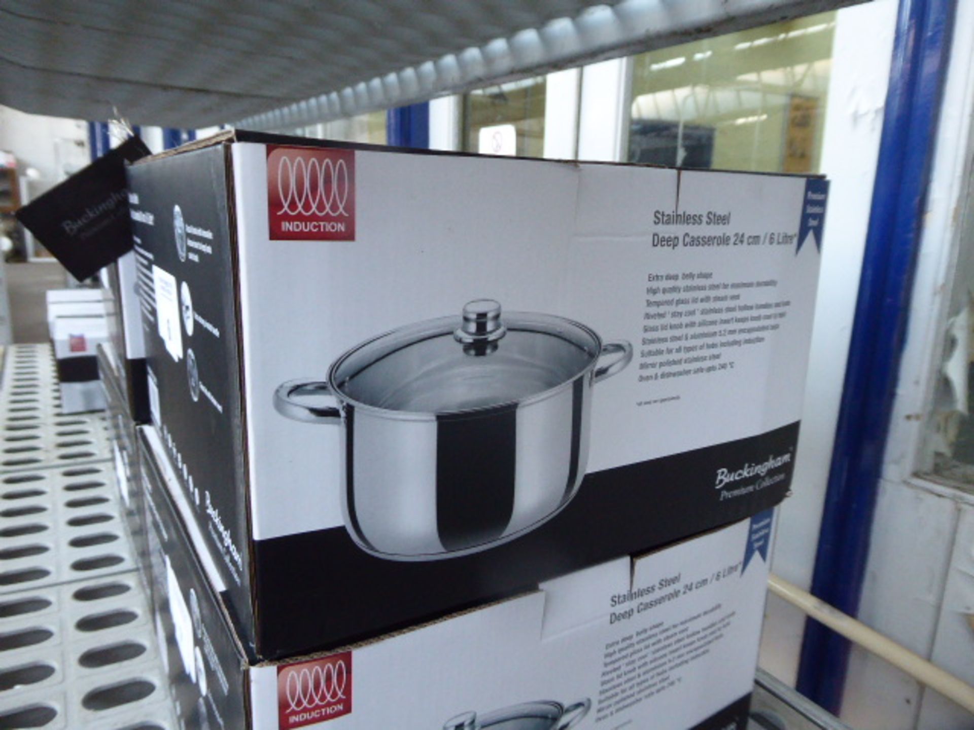 Stainless steel deep casserole dish, 6 litre