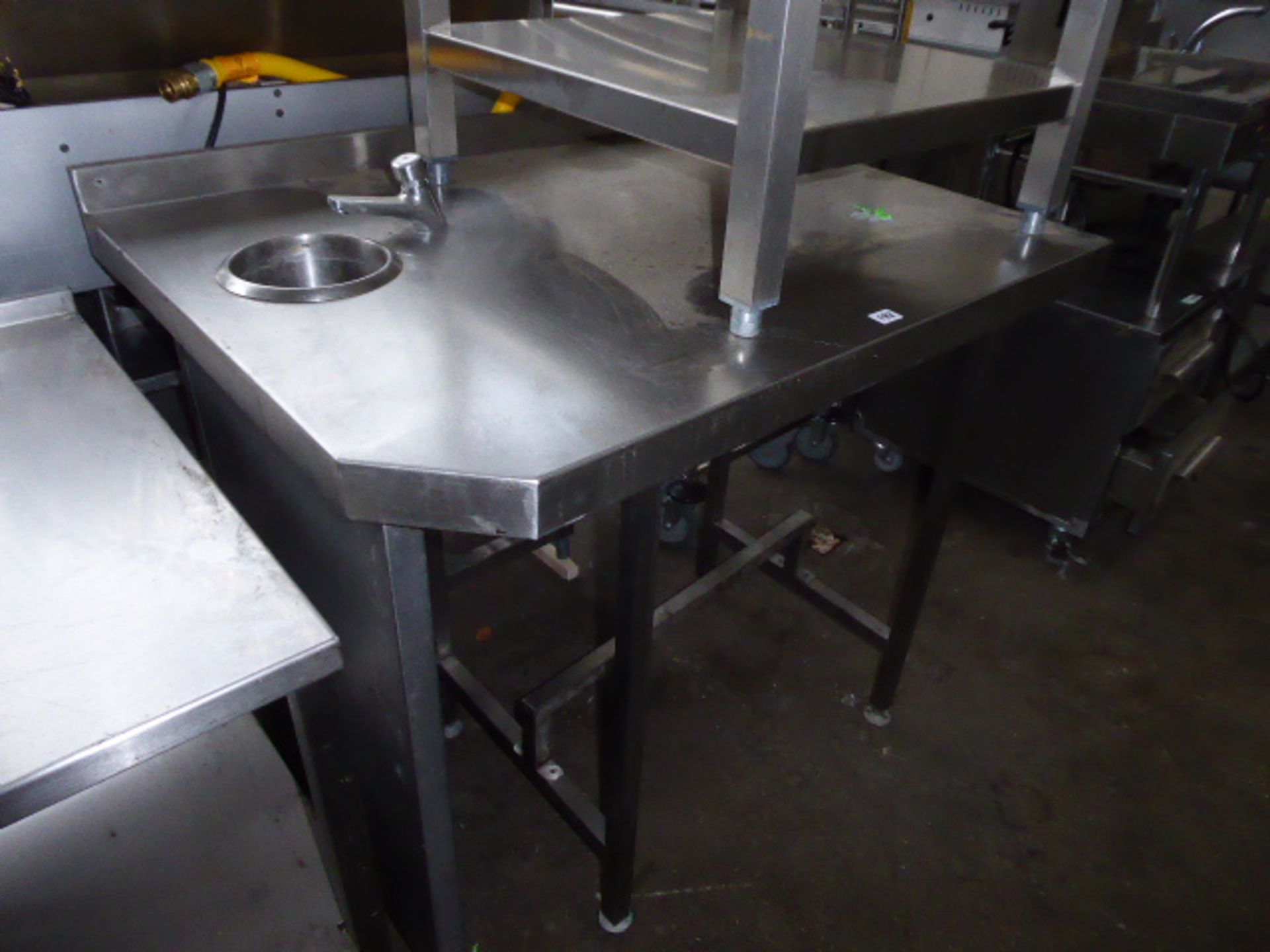 100cm stainless steel prep station with small handwash unit