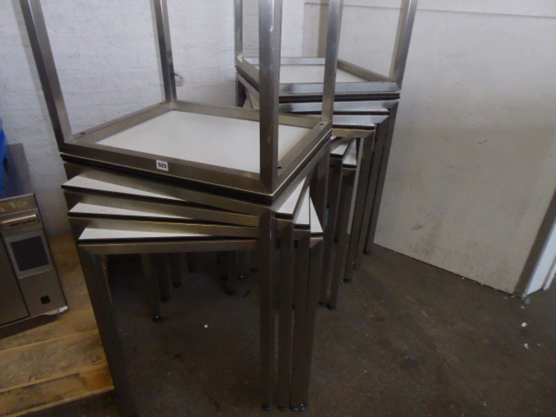 11 metal frame and white top bistro tables - Image 2 of 2