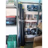 5 black plastic fishing rod tubes