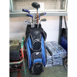 (1321) Hippo blue and black golf bag with mixed branded golf clubs