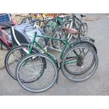 Vintage Prestige gents bike in green with 2 spare wheels