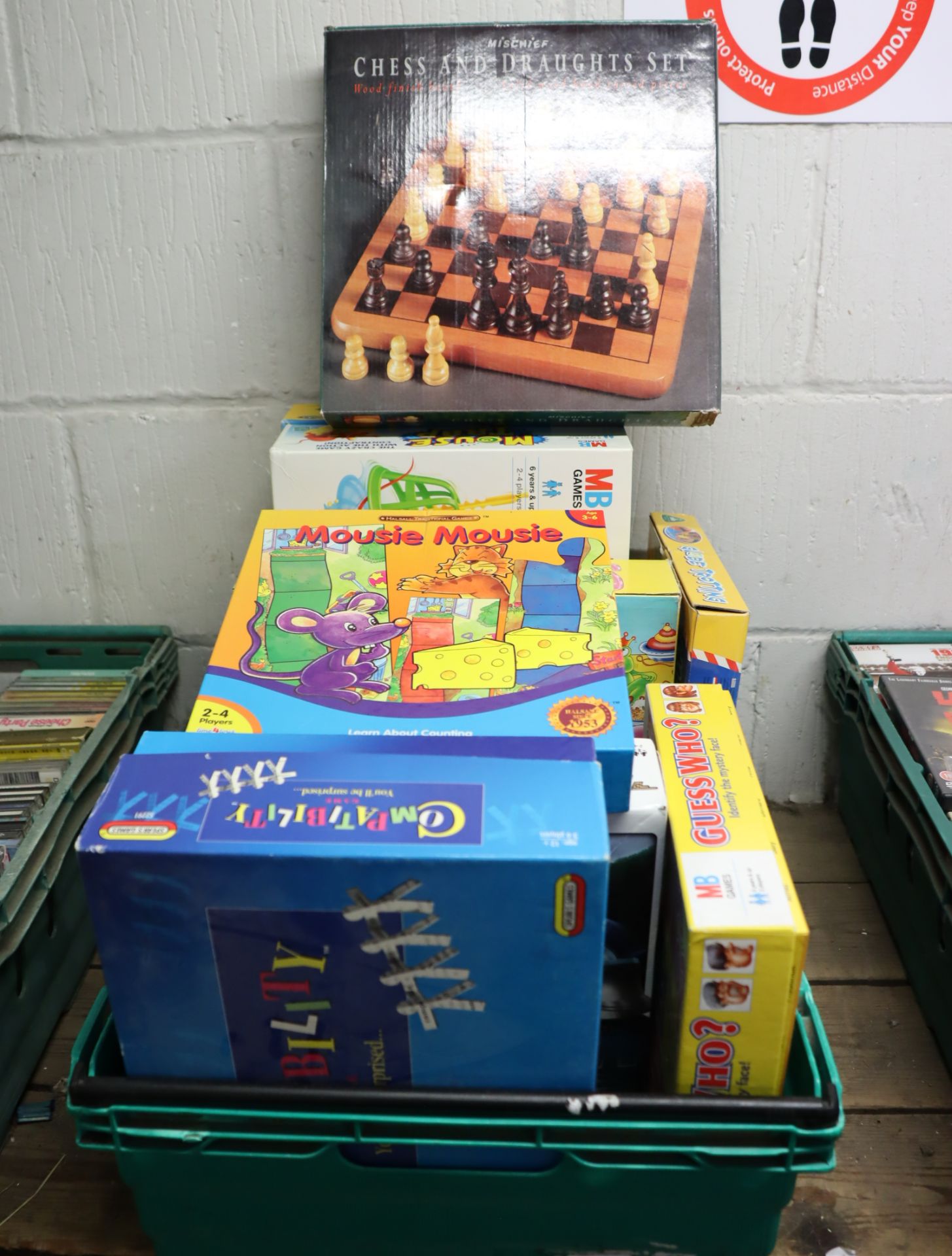 Crate of board games