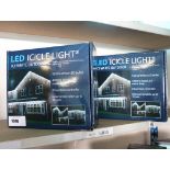 (1088) 2 boxed sets of LED ice white icicle lights