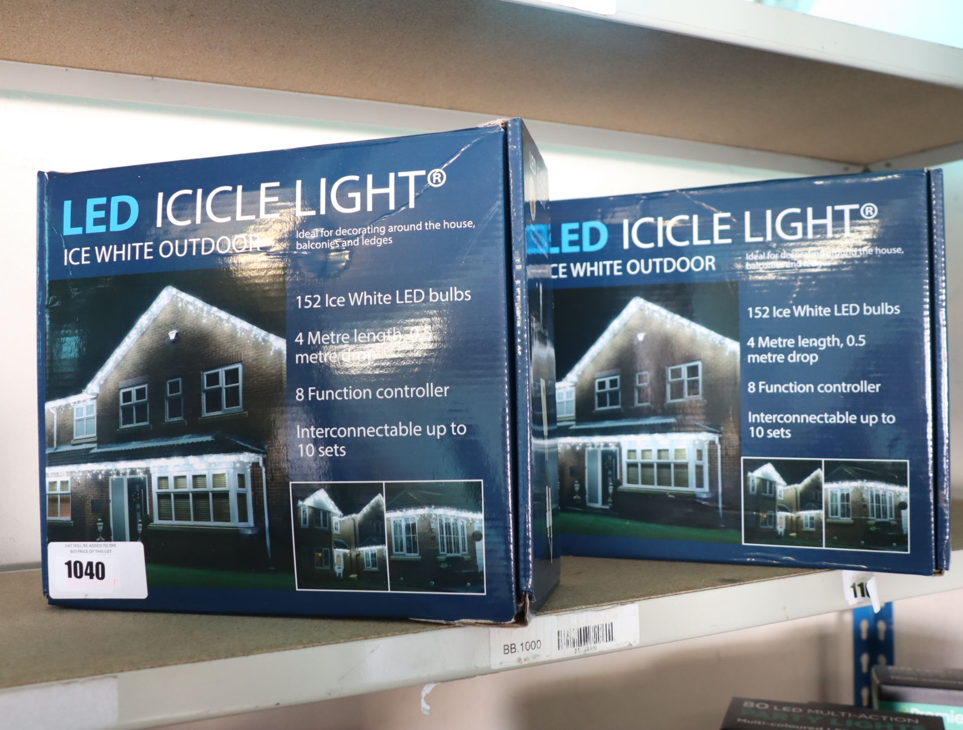 (1088) 2 boxed sets of LED ice white icicle lights