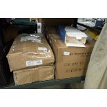(2283) 2 boxes of 500 PPE white disposable aprons with 2 boxes of disposable vinyl gloves