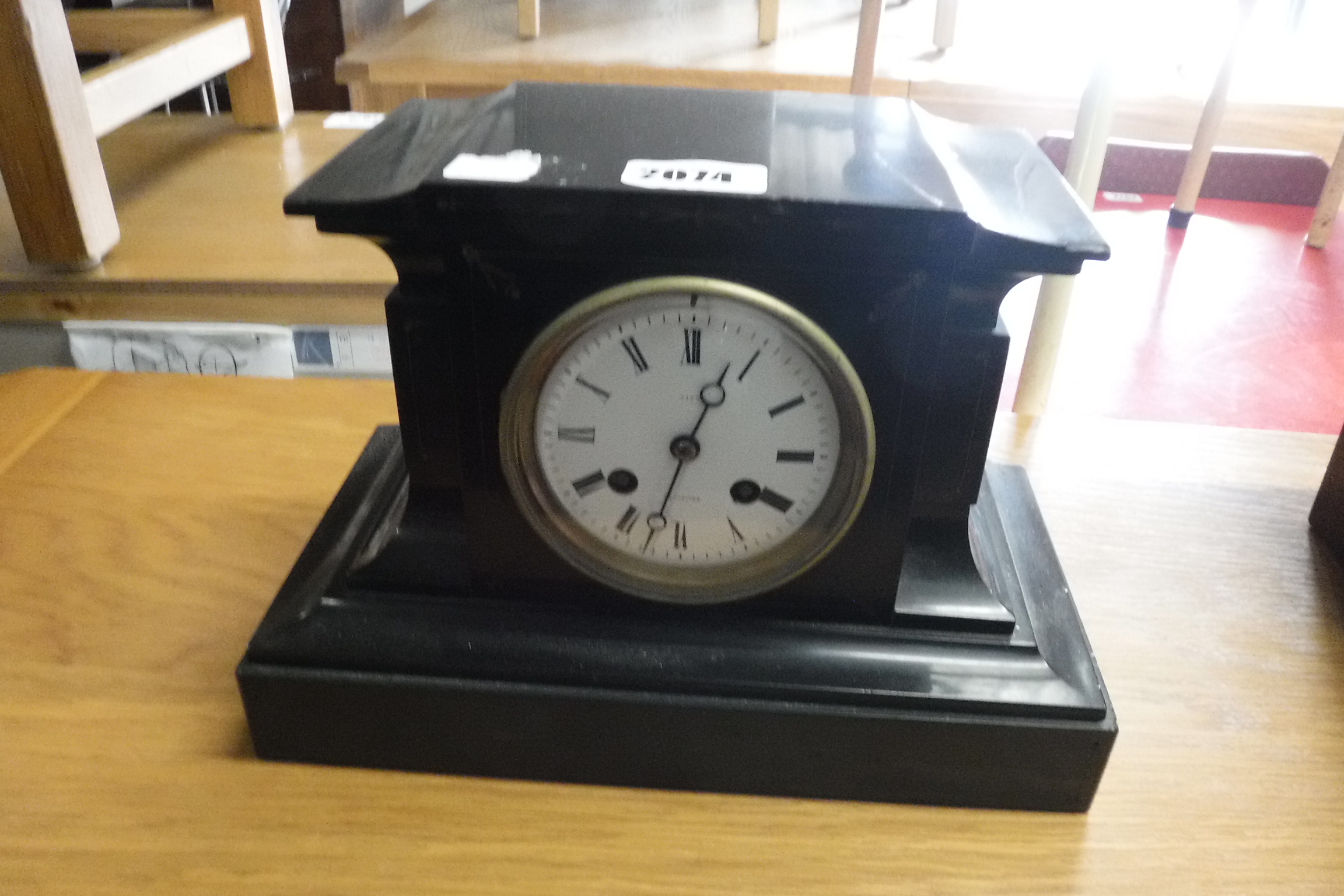 Black slate mantle clock