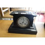 Black slate mantle clock