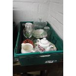 Crate of glassware and ceramics
