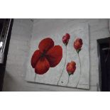 Canvas painting of poppies