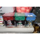 (1043) Set of 3 LED light up Christmas figurines in the form of Santa, snowman and reindeer