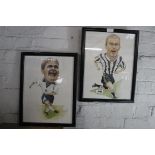 2 paintings of Allen Shearer and Paul Gascoigne