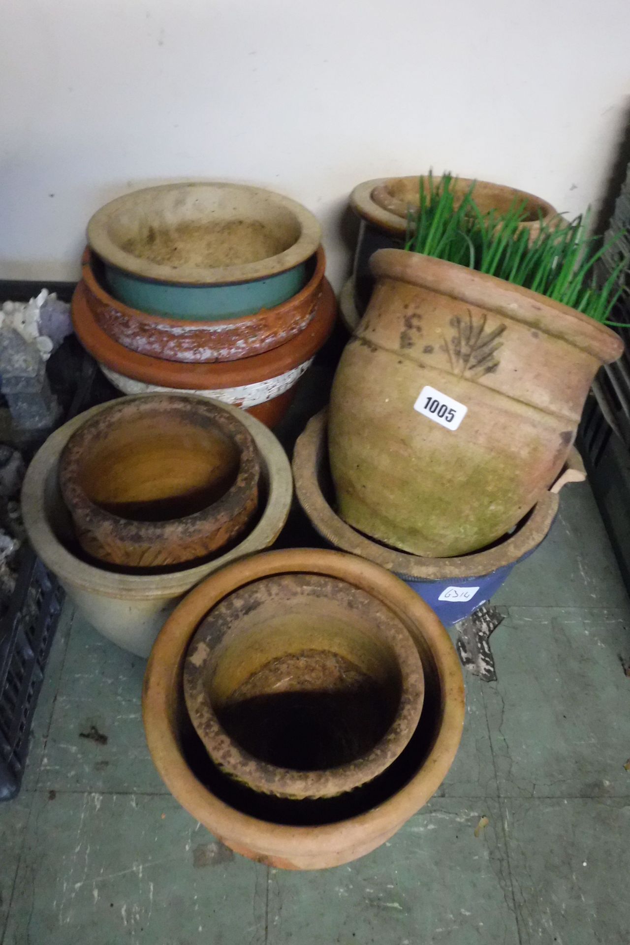collection of ceramic garden pots