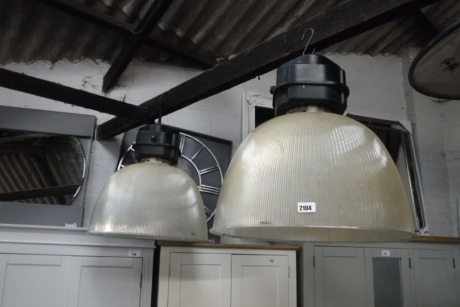 Pair of Holophane industrial lights