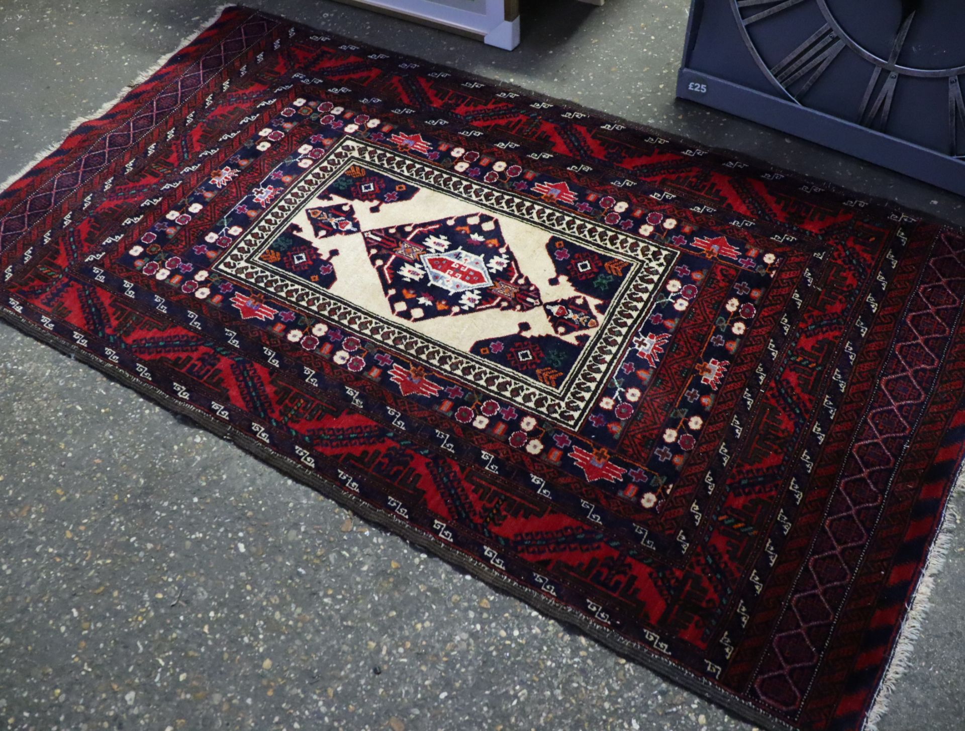 Red, white and blue Middle Eastern style rug