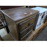Hardwood bedside unit with 3 drawers
