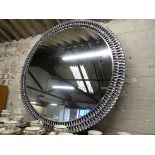 Cut glass framed circular mirror