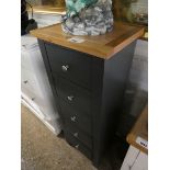 2011 Grey/blue tallboy, 6 drawers with oak top