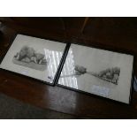 2 framed and glazed prints: Scenes in Elstow and Bedford