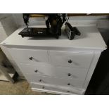 2051 White chest of 2 over 3 drawers (damaged top)