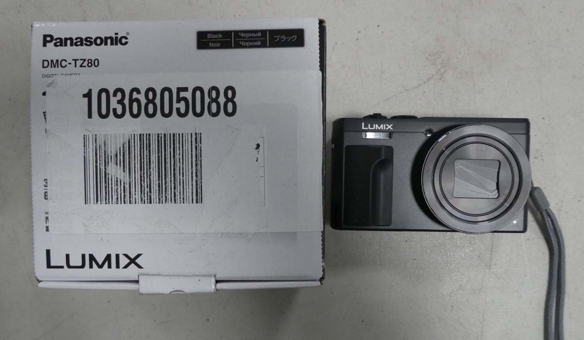 Panasonic TZ80 digital camera with battery, charger and box