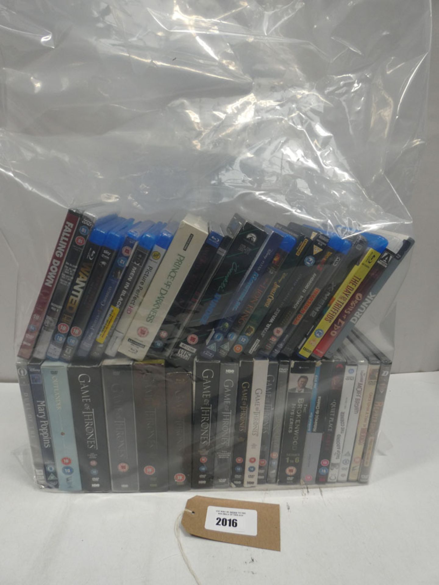 Bag containing quantity of DVD & Blu-Ray films/boxsets