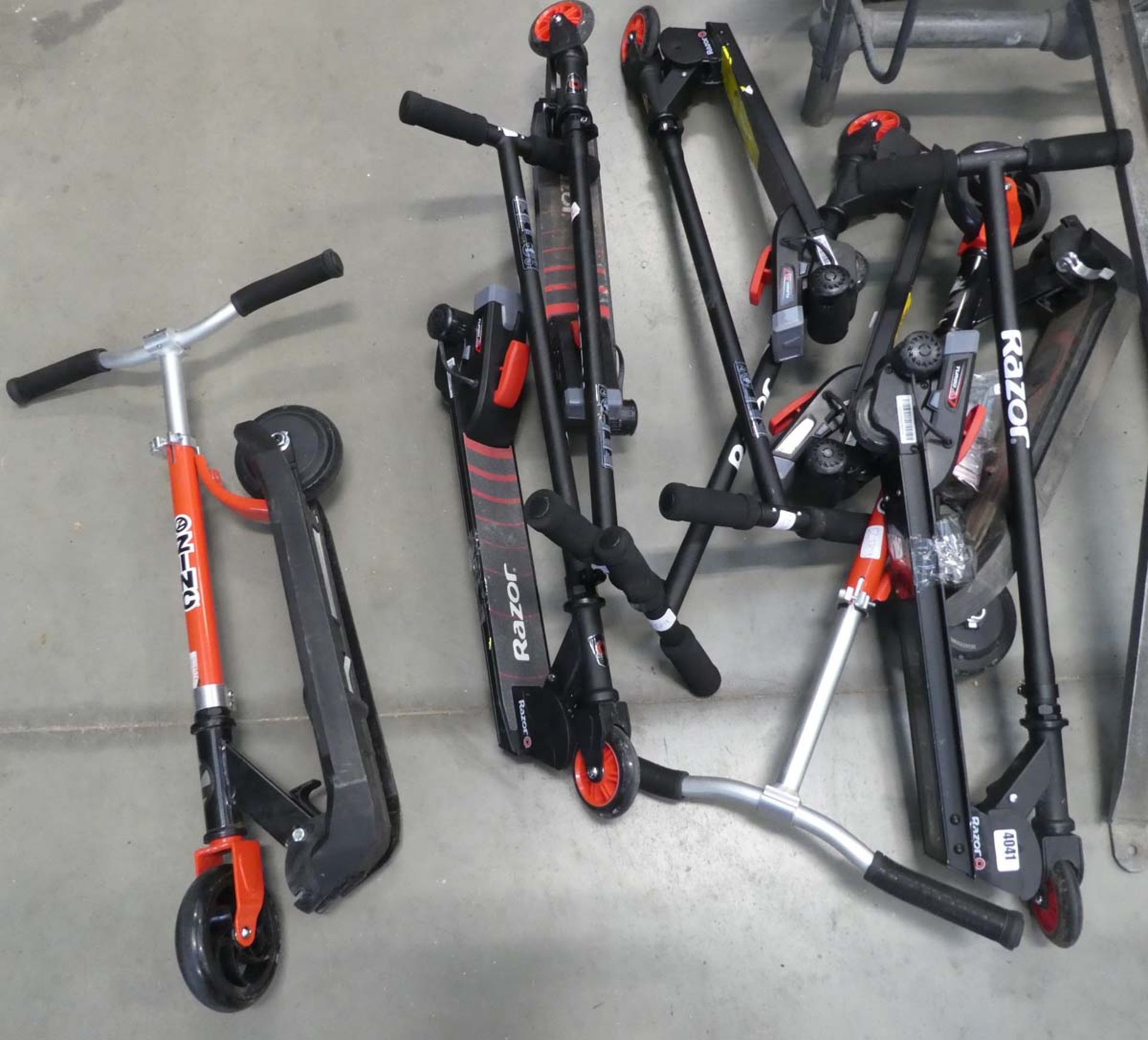 8 small Razor electric scooters