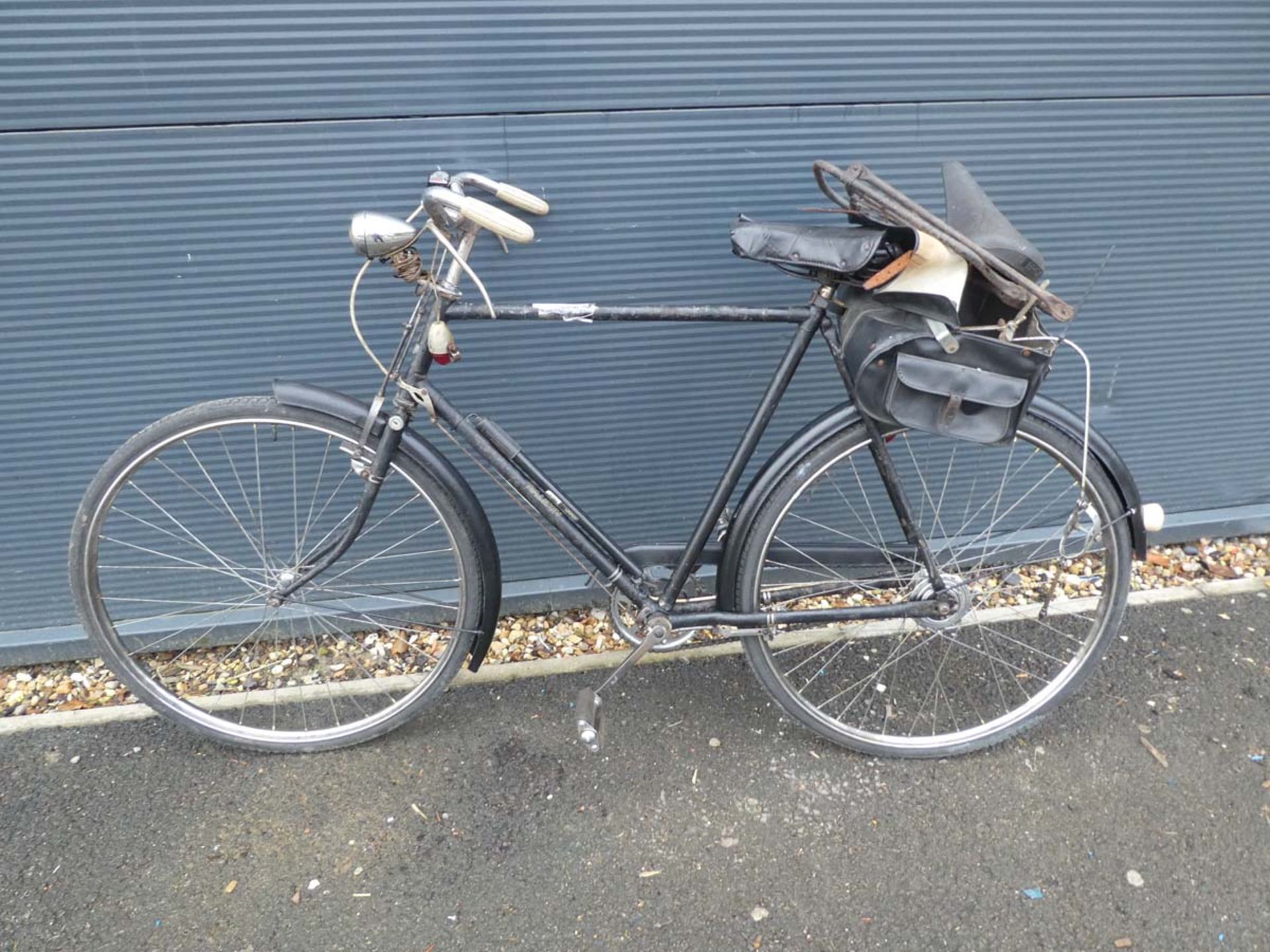 Black vintage Raleigh gents bike with spare parts