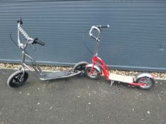 4029 1 red and 2 silver electric scooters
