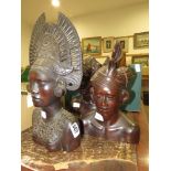 3 carved wooden Balinese figures