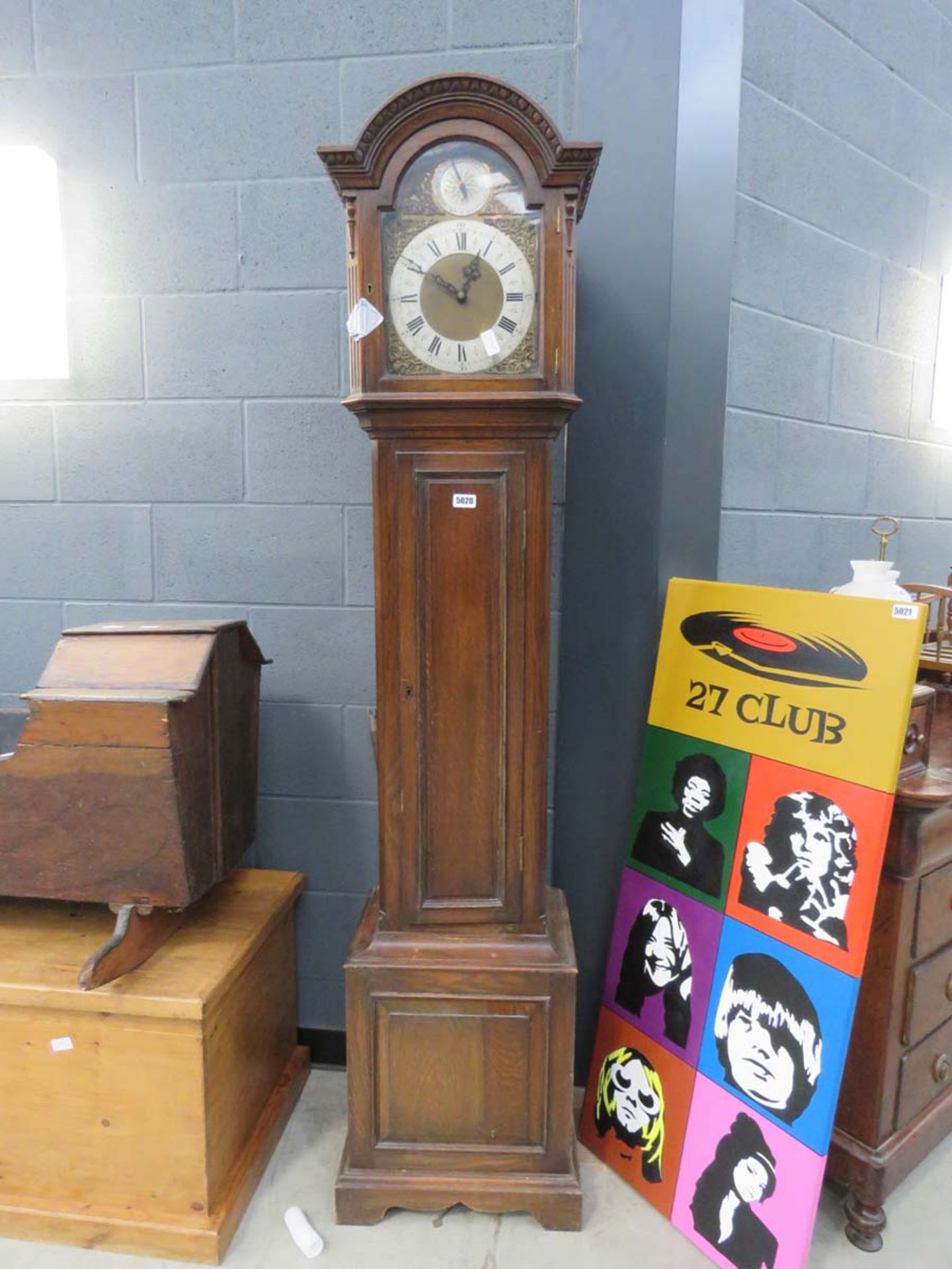 Oak long case clock